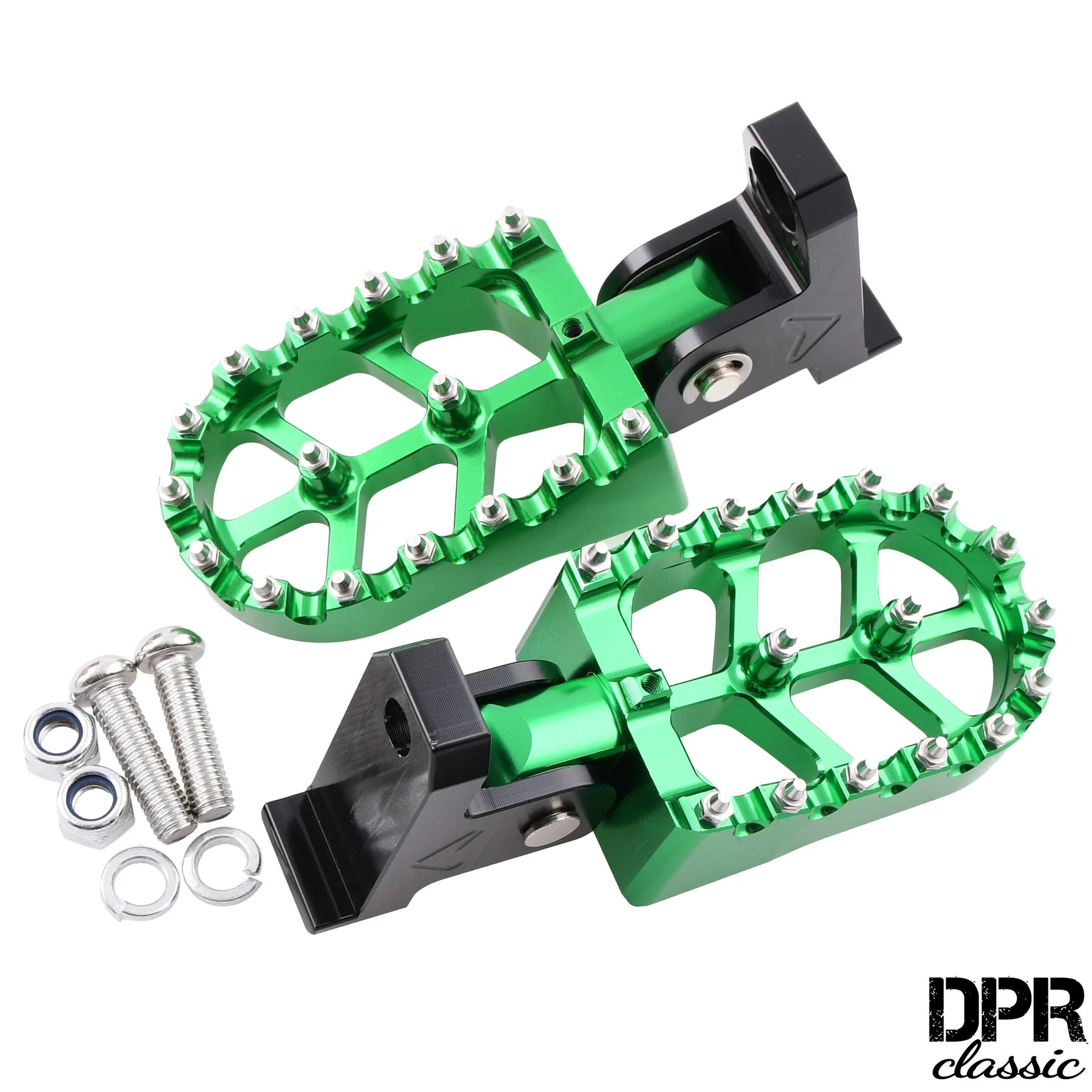 Podnóżki pasażera Simson zielone MX CNC kpl. DPR Classic