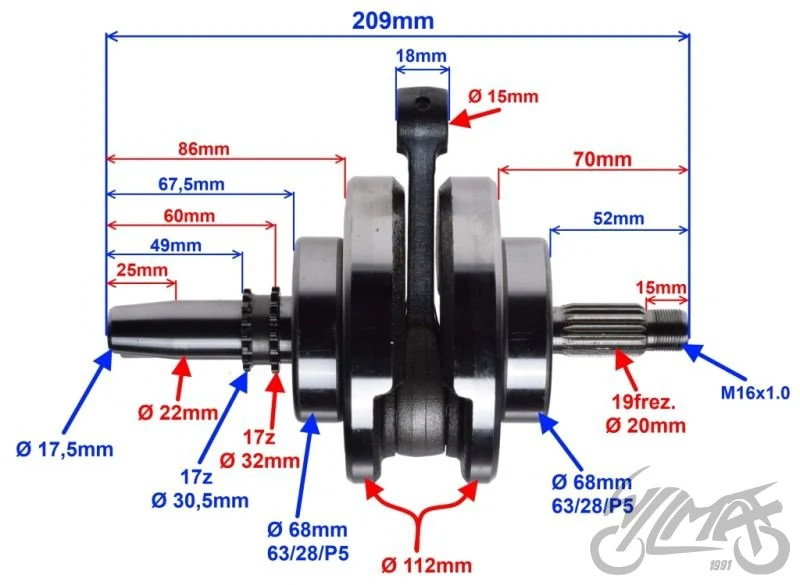 Wał korbowy silnik 162FMJ silnik yingang CB150 new — ujęcie 2