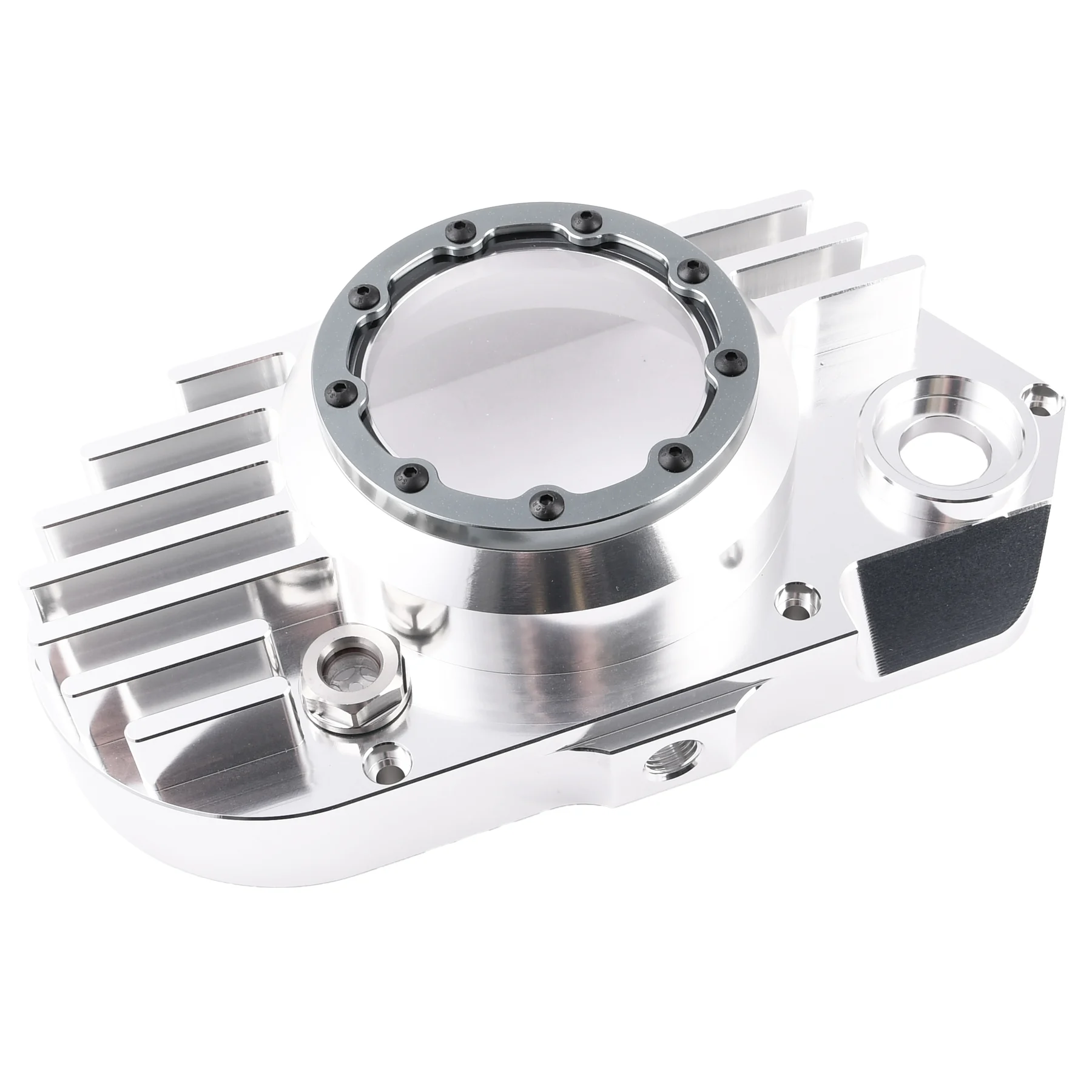 Pokrywa silnika Simson S51 SR50 lewa aluminium CNC clear titanium + śruby DPR Performance — ujęcie 1