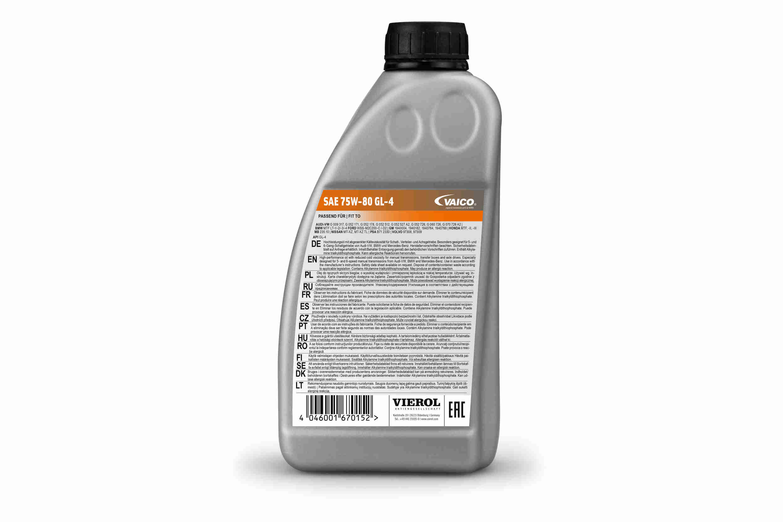 Olej przekładniowy 75W-80 GL-4 — 1 l VIEROL V60-0313 — ujęcie 2