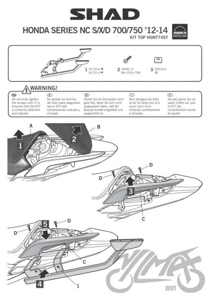Stelaż kufra centralnego SHAD do Hondy Integra 700 / NC700X / NC700S / Integra 750 / NC750X / NC750S — ujęcie 2