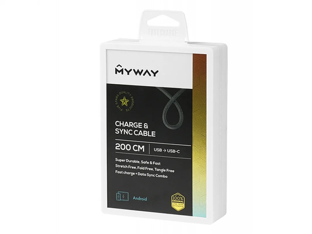 Kabel USB-C 200cm mikrofibrowy MYWAY — ujęcie 2
