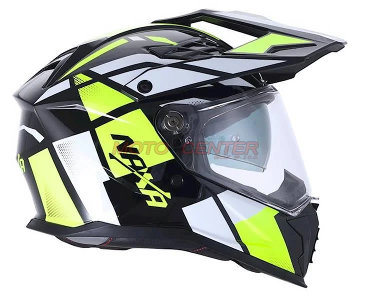 Kask crossowy Naxa CO4 czarno/żółty fluo 2XL szybka, blenda, pinlock — ujęcie 5