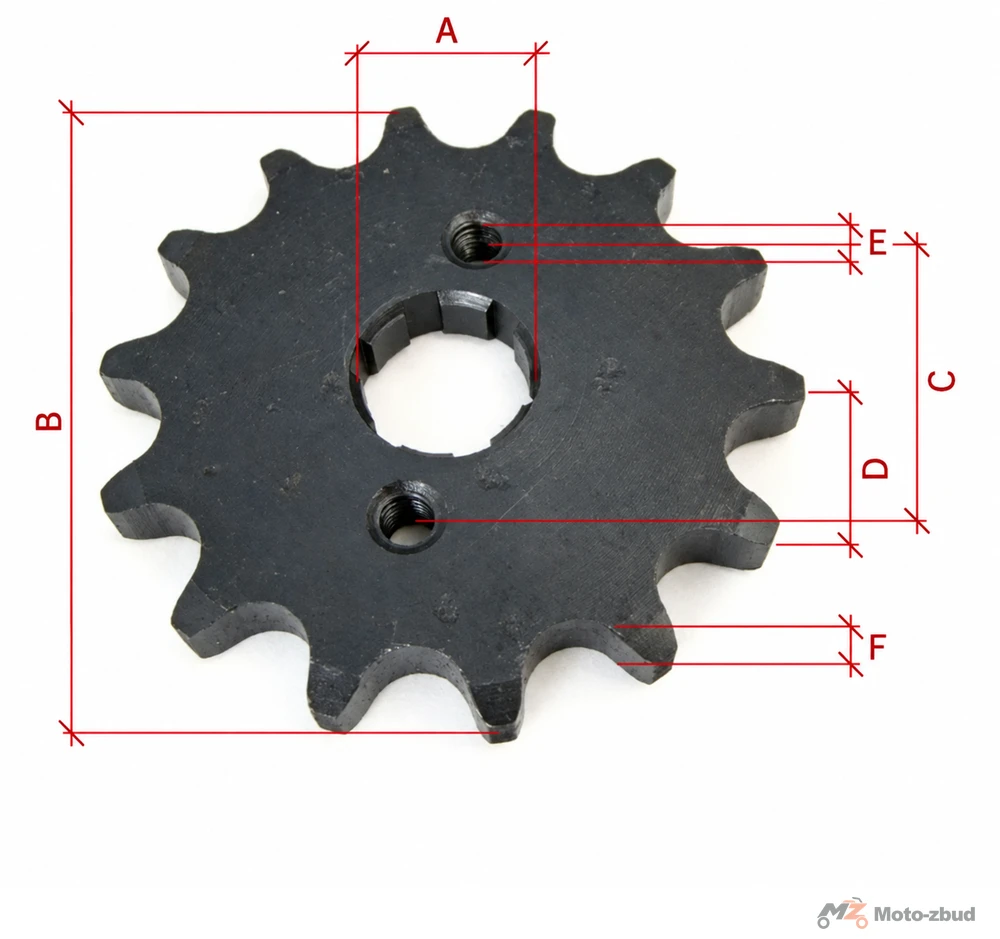 Junak M20 320 cm³ zębatka Z-14 (do łańcucha H530) napędowa przód (frez18,2/20,2) — ujęcie 2