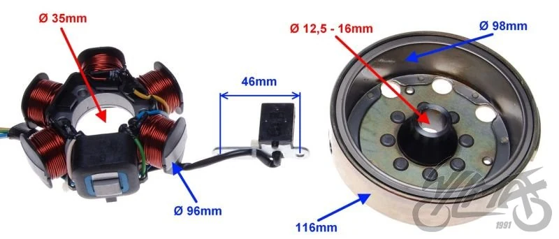 Stator iskrownik 6 cewek + koło magnesowe — ujęcie 2