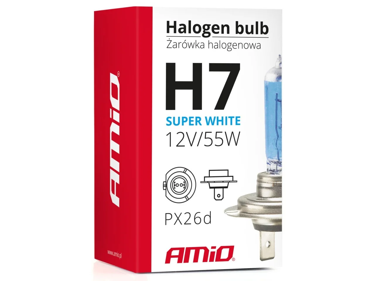 Żarówka H7 12V 55W Amio Super White filtr UV (1szt.) — ujęcie 2