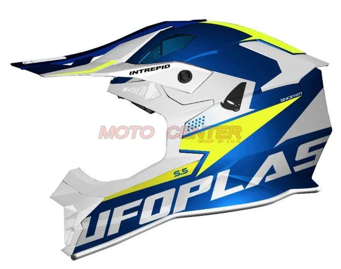 Kask crossowy UFO Interpid niebieski/biały/fluo rozm.S ECER 22.06 — ujęcie 1
