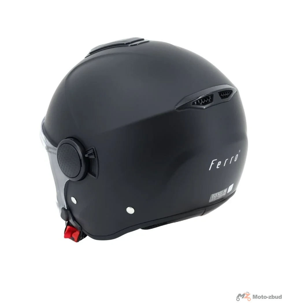 Kask Ferro OF839 z szybą i blendą przeciwsłoneczną bez szczęki czarny mat XS — ujęcie 2