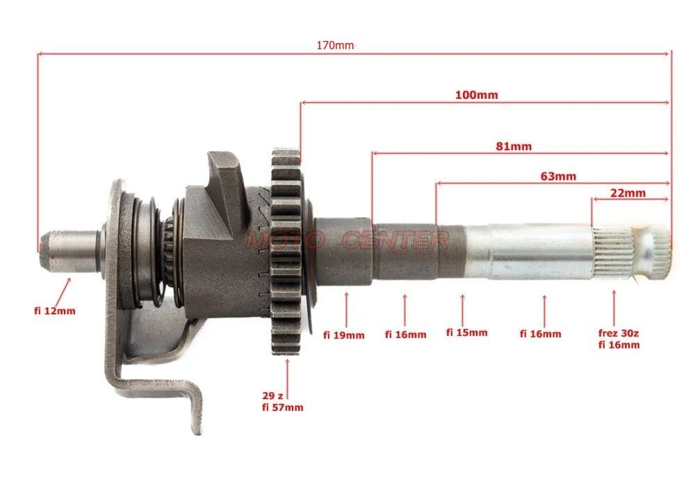 Wałek rozrusznika nożnego 150 cm³ Cross Quad ATV Shineray XY150-17, Diabolini — ujęcie 2