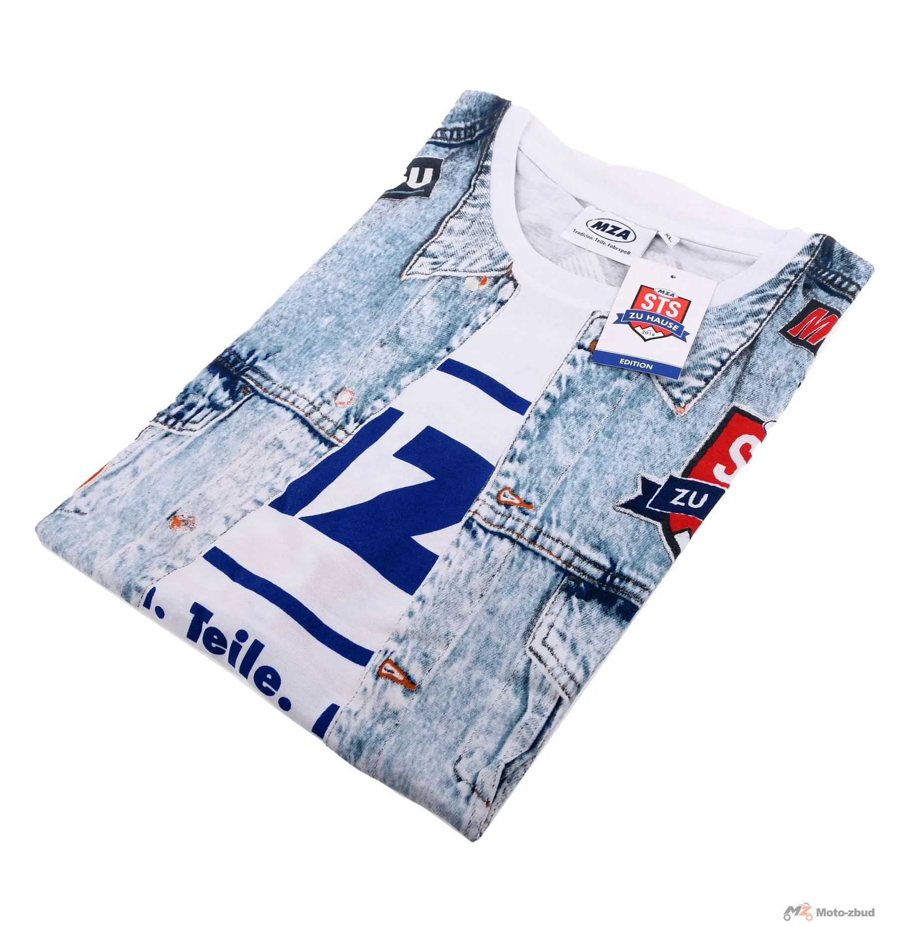 Koszulka t-shirt "sts-kutte" biała jeans rozmiar xl MZA