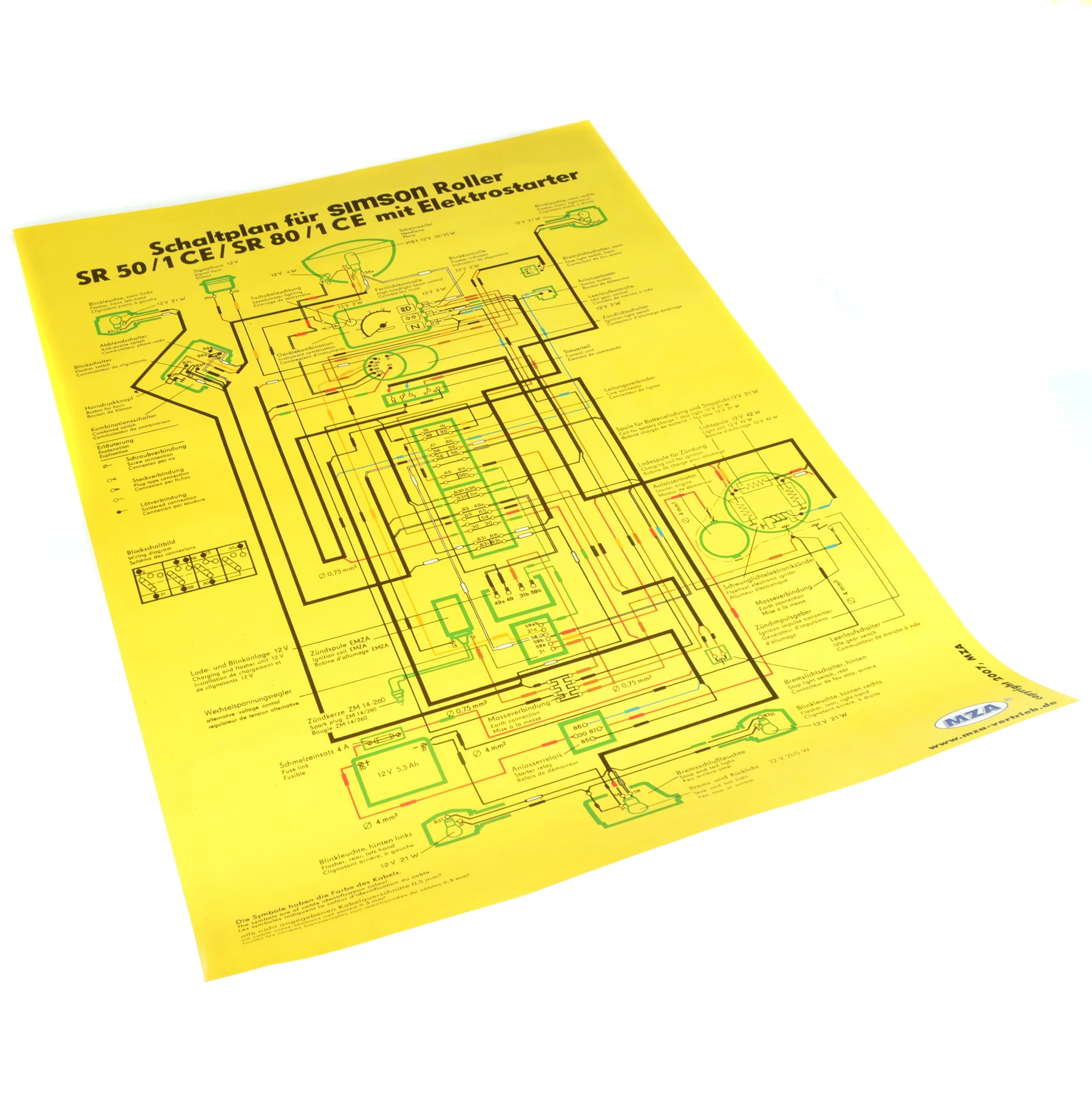 Plakat schemat instalacji Simson SR50/1 CE SR80/1 CE MZA — ujęcie 1