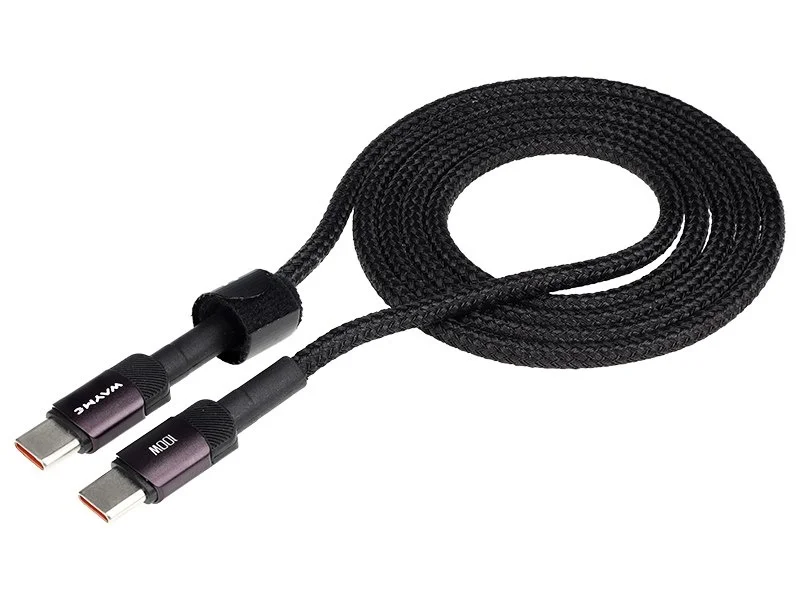 WAYME Kabel do ładowania i synchronizacji w oplocie z mikrofibry 100 cm USB-C > USB-C max 100W fioletowy — ujęcie 5