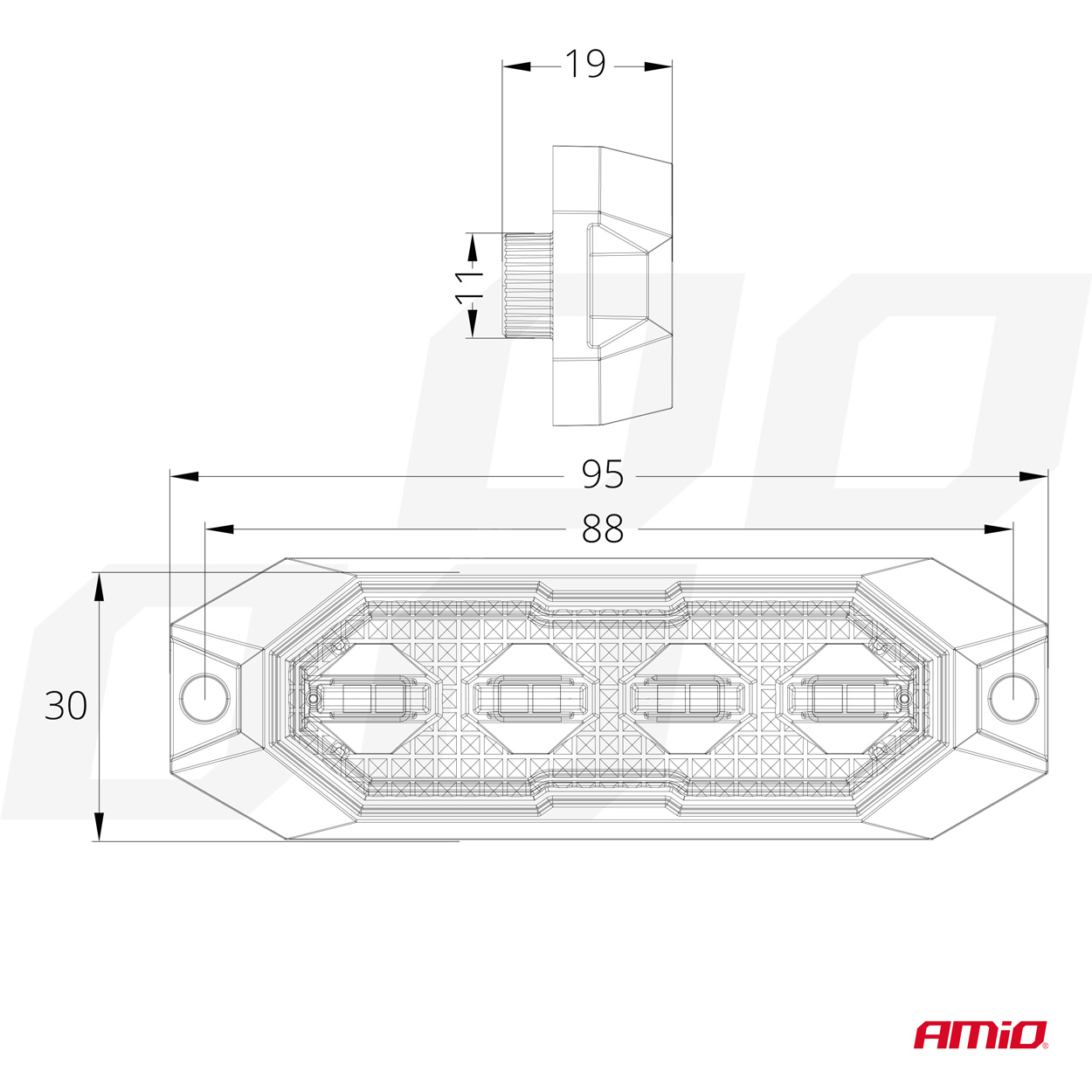 Lampa błyskowa ostrzegawcza płaska 4x3W LED R65 R10 12 V 24 V — ujęcie 5
