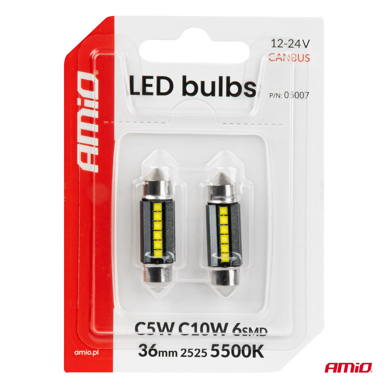 Żarówki LED CANBUS C5W C10W 36 mm 2525 6SMD White 12 V 24 V — ujęcie 4