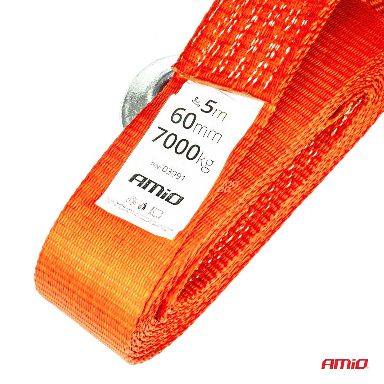 Lina holownicza taśmowa 7000 kg 60 mm 5 m hak + hak — ujęcie 2