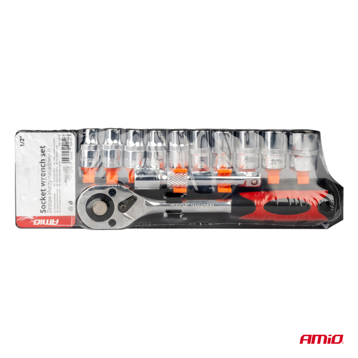 Klucz nasadowy grzechotka zestaw 11 szt 1/2" 10-24mm — ujęcie 6