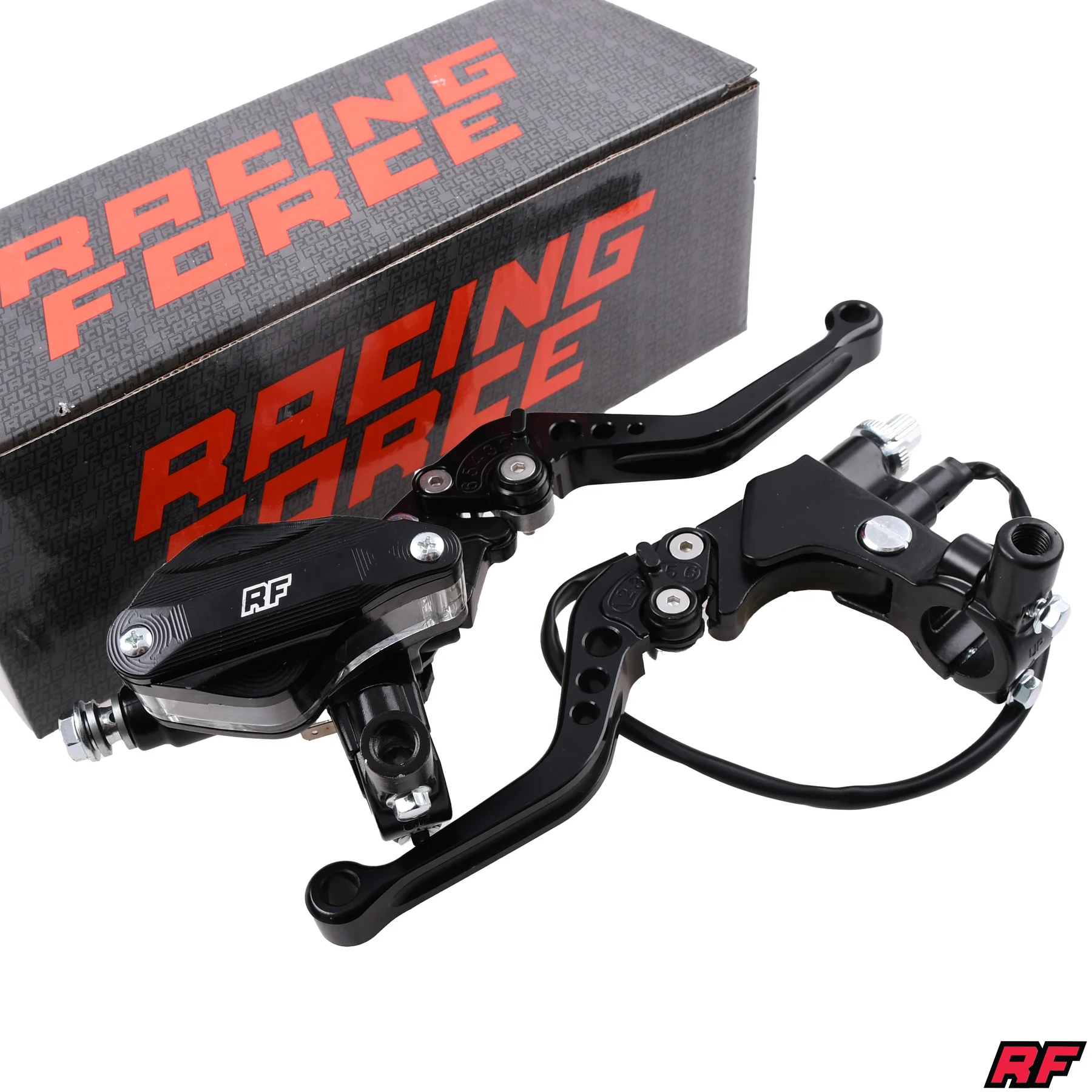 Dźwignie klamki hamulca i sprzęgła Racing Force czarne V2 kpl. + pompa — ujęcie 1