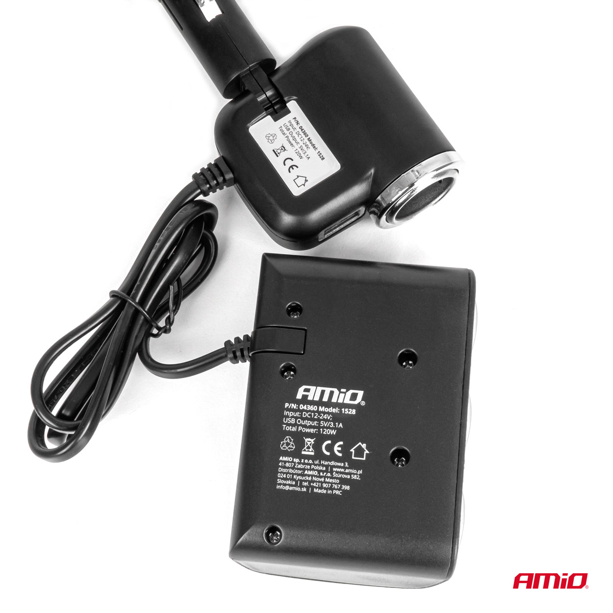 Rozdzielacz gniazda zapalniczki z ładowarką i żarnikiem 12 V 24 V 120 W 80 cm — ujęcie 6