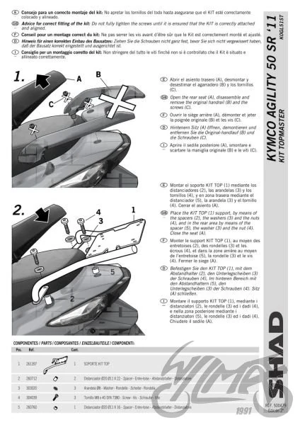 Stelaż kufra centralnego SHAD do Kymco Agility 50 RS / Agility 125 RS — ujęcie 2