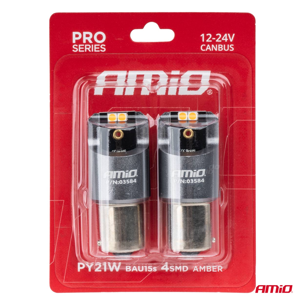 Żarówki LED FULL CANBUS PRO PY21W 4x3030 SMD pomarańczowe 12 V 24 V — ujęcie 4