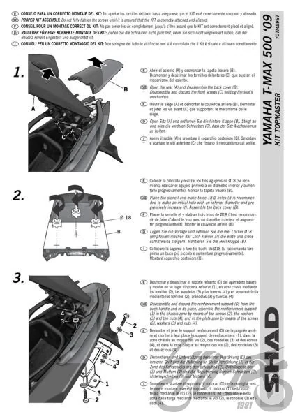 Stelaż kufra centralnego SHAD do Yamaha T-Max XP500 / T-Max XP500 ABS — ujęcie 3