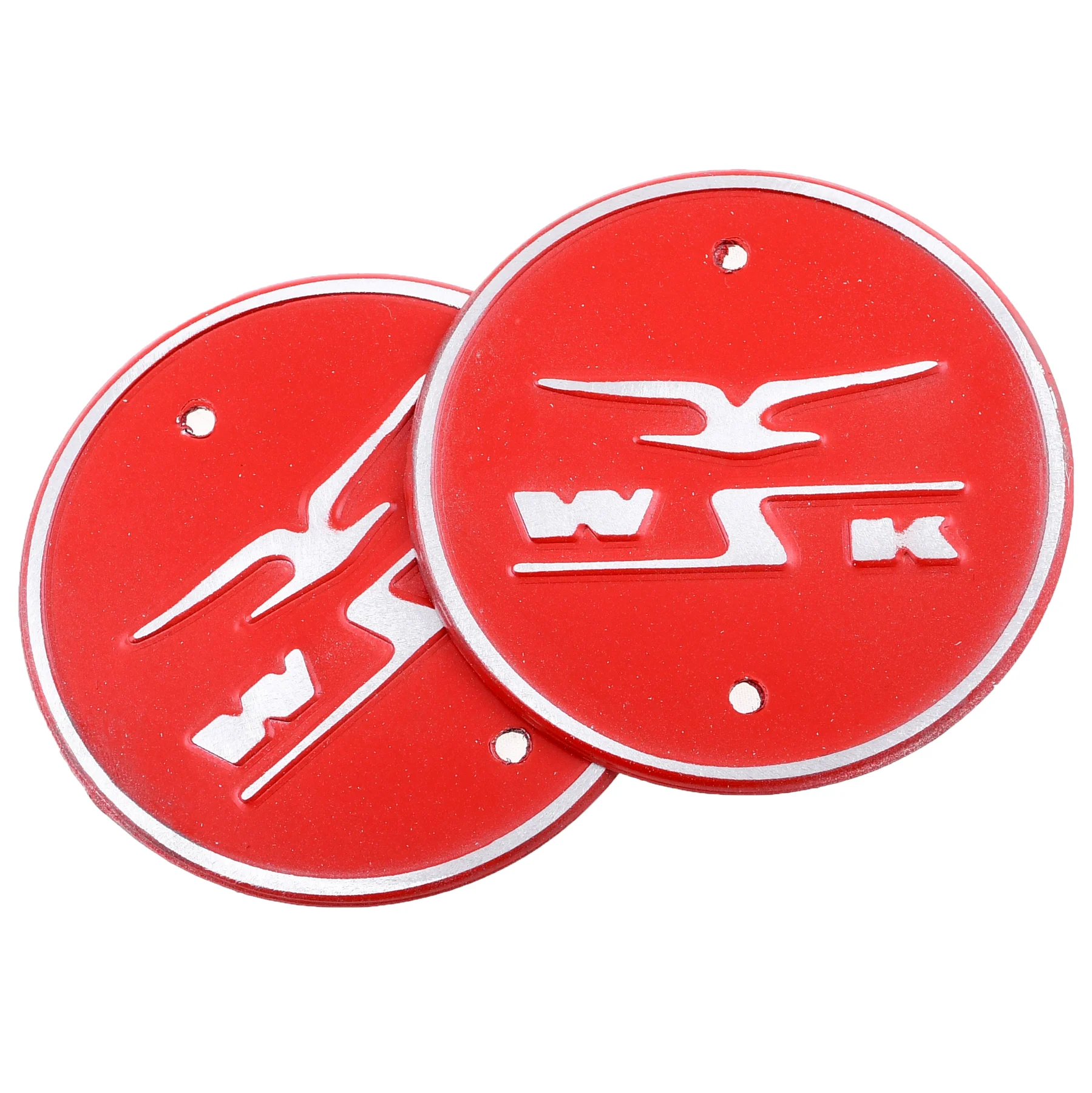 Emblemat zbiornika paliwa WSK aluminium tłoczony przykręcany czerwony kpl. PL — ujęcie 1