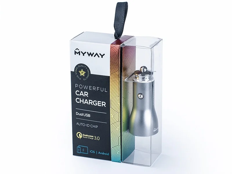 Ładowarka MYWAY 12/24V QC3.0 2x USB Auto-ID max 4.2A + kabel z zespoloną wtyczką microUSB + Lightning — ujęcie 3