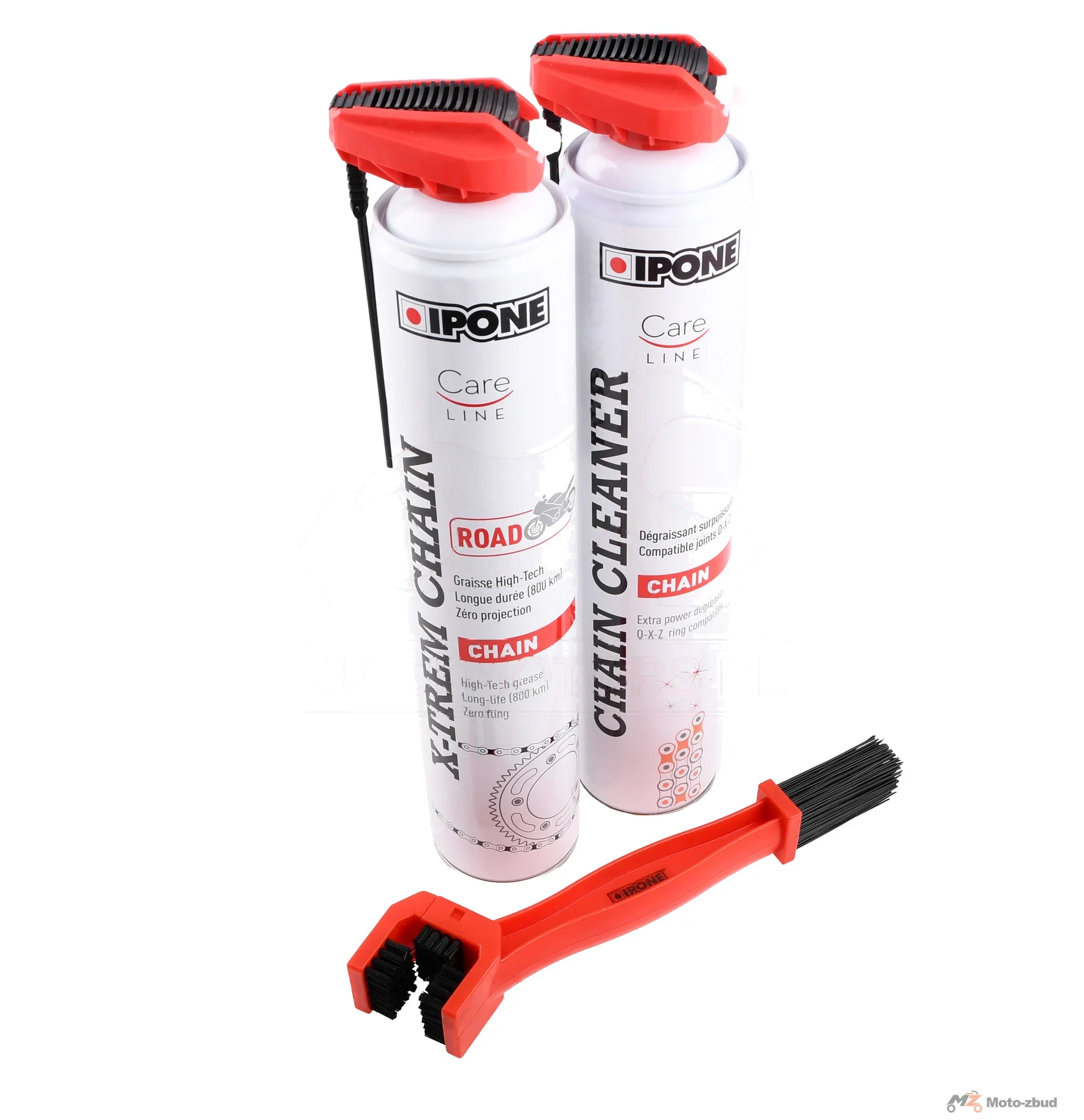 Zestaw do czyszczenia i smarowania łańcucha Ipone road chain care + szczotka