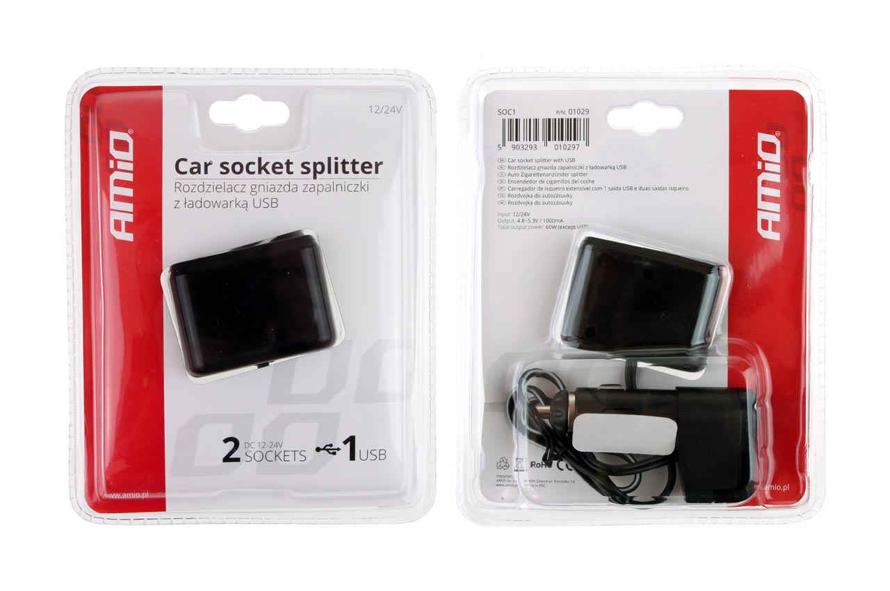 Rozgałęźnik rozgałęziacz zapalniczki SOC1 2+1 USB — ujęcie 2