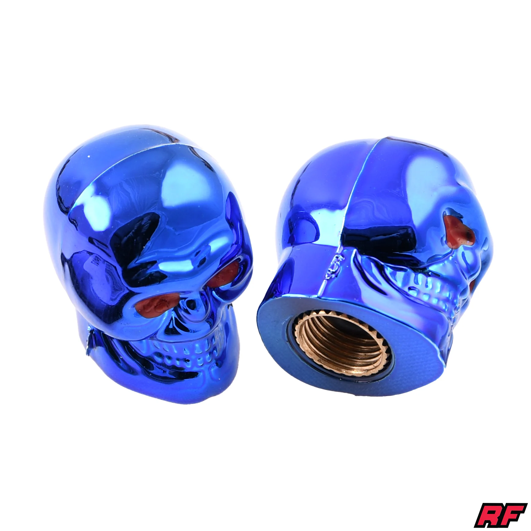Nakrętka wentyla Racing Force skull V2 niebieska 2szt — ujęcie 1