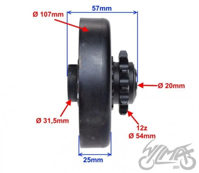 Sprzęgło odśrodkowe do Honda GX160 / GX200 i Lifan Gokart 160 / 200 — 12 zębów, 428 — ujęcie 3