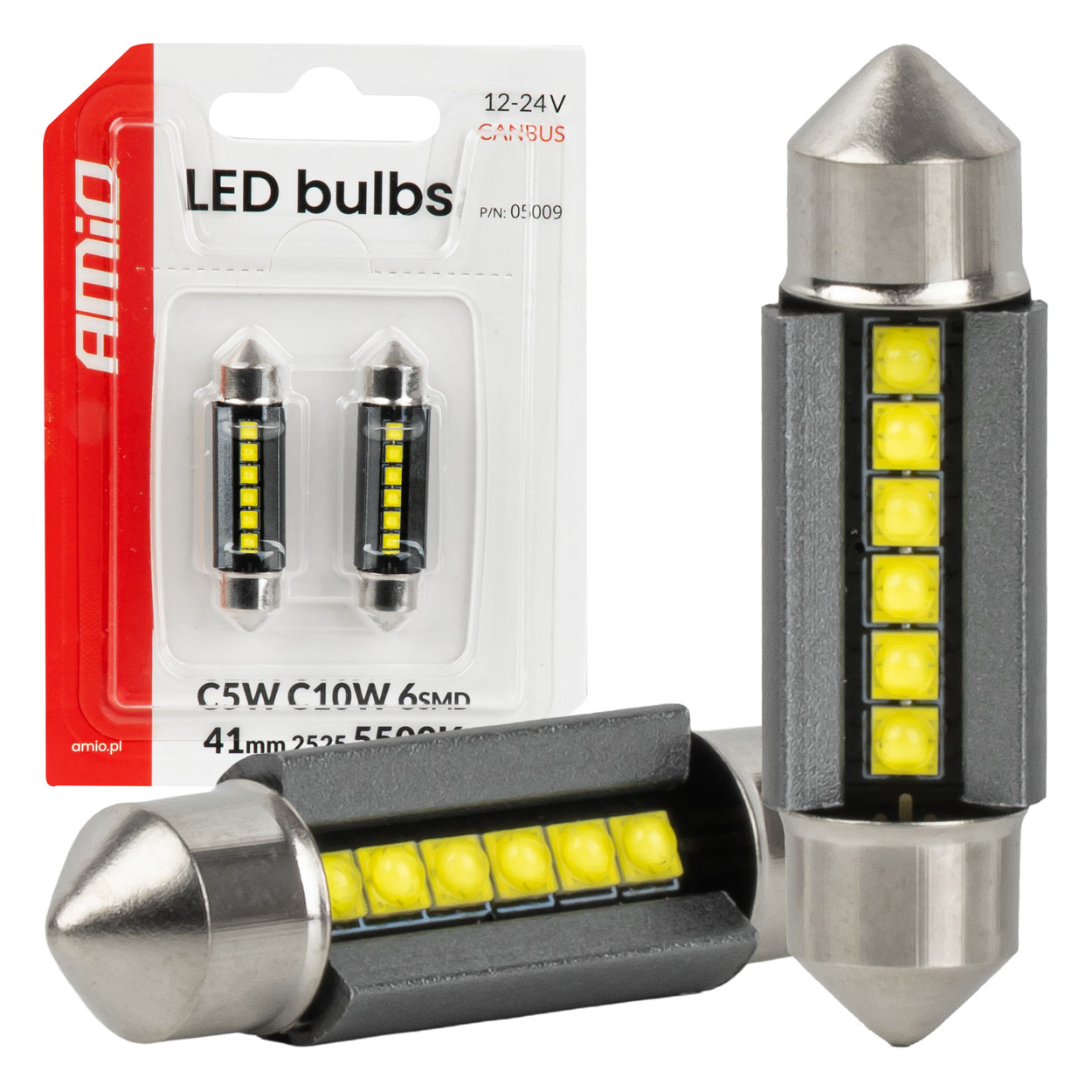 Żarówki LED CANBUS C5W C10W 41 mm 2525 6SMD White 12 V 24 V