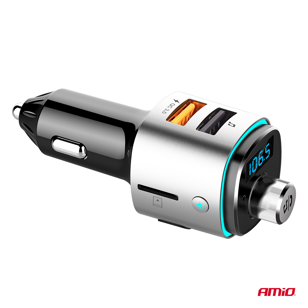 Transmiter samochodowy FM 2×USB-A microSD 12 V 24 V — ujęcie 12