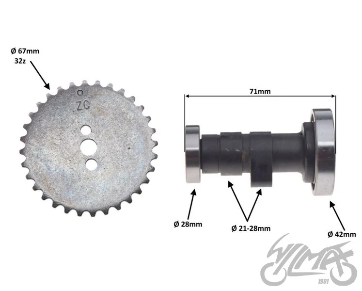 Wałek rozrządu Z40 tuning silnik YX140 — ujęcie 2