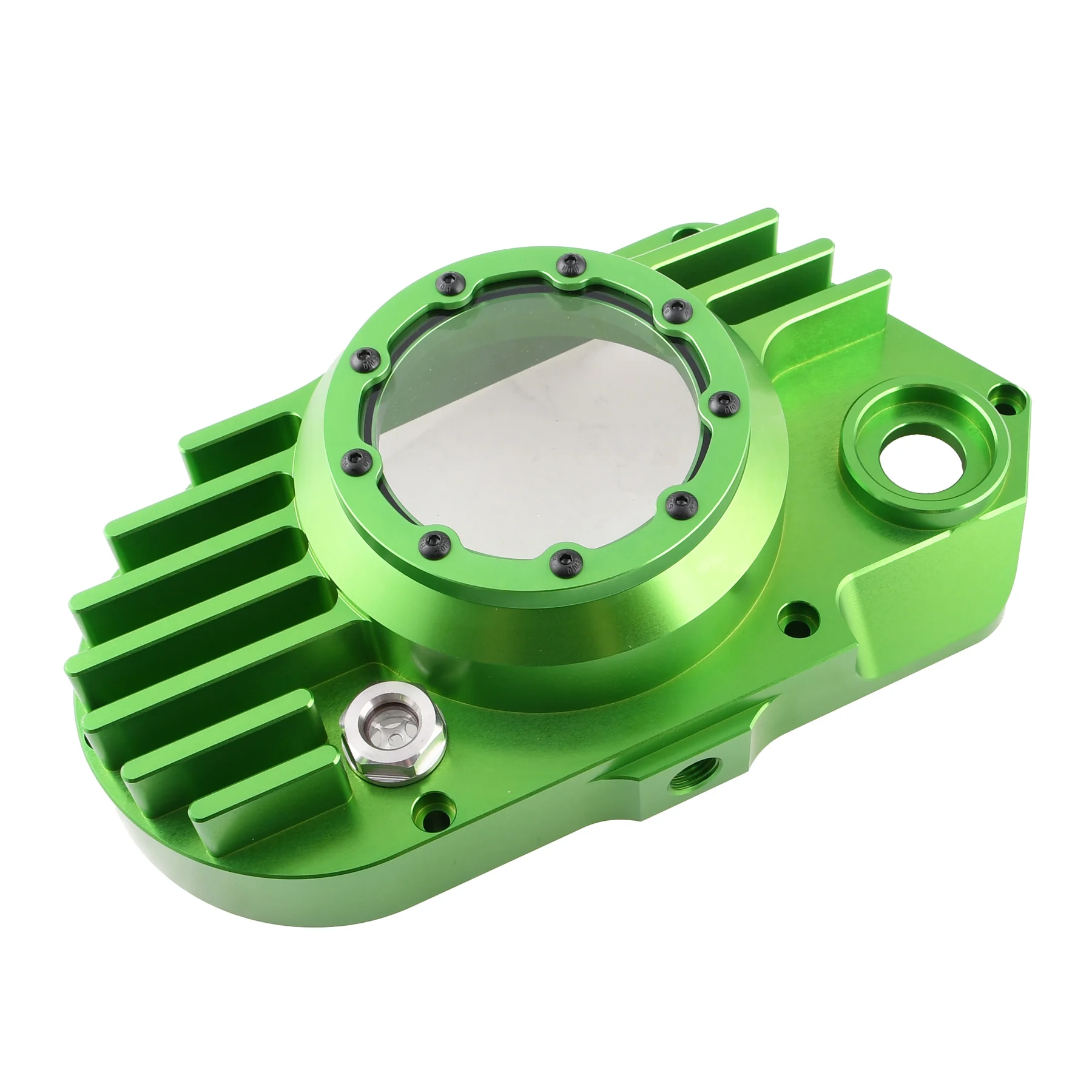 Pokrywa silnika Simson S51 SR50 lewa aluminium CNC clear zielona + śruby DPR Performance — ujęcie 6