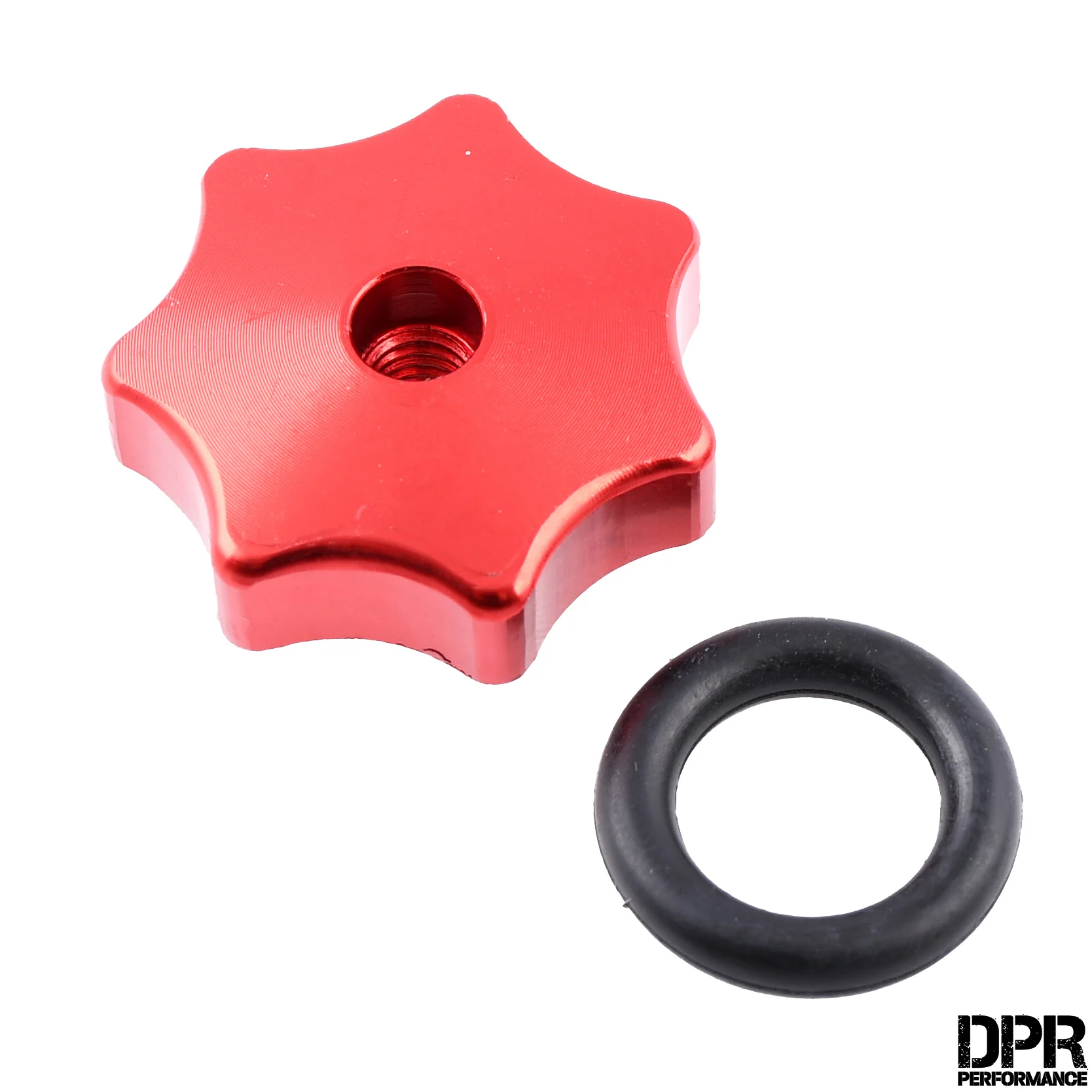 Nakrętka pokrywy bocznej / silnika Simson M6 aluminium CNC czerwona DPR Performance — ujęcie 1
