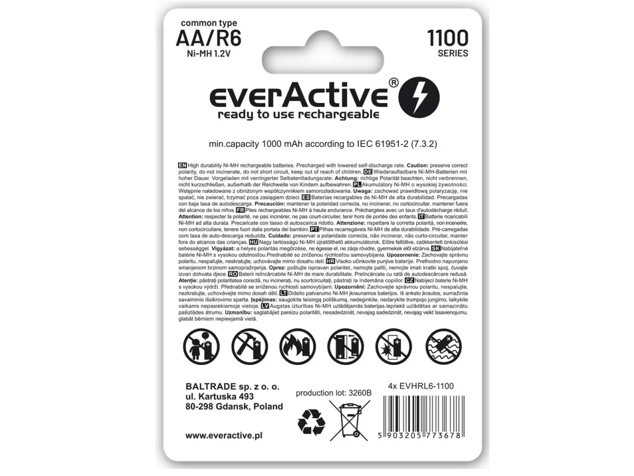 Akumulatorki R6 AA EverActive 1000mAh 4szt. Infinity Line — ujęcie 2