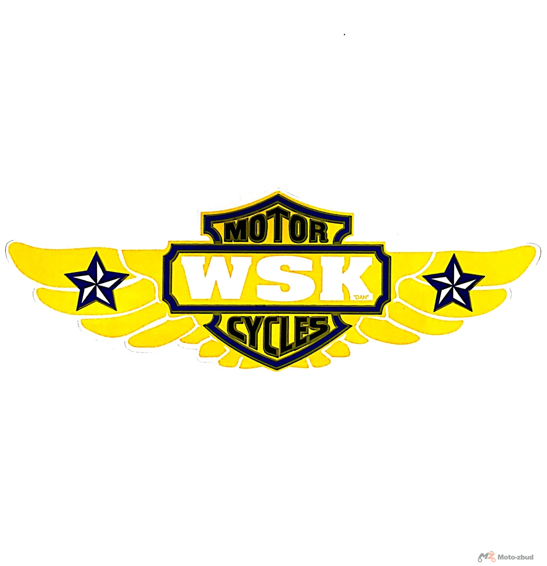 Naklejka WSK motor cycles żółta PL