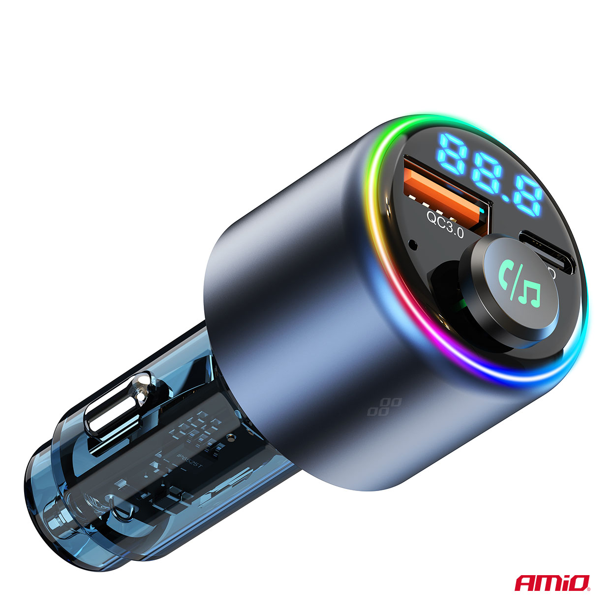Transmiter samochodowy FM 1×USB-A 1×USB-C 12 V 24 V — ujęcie 8