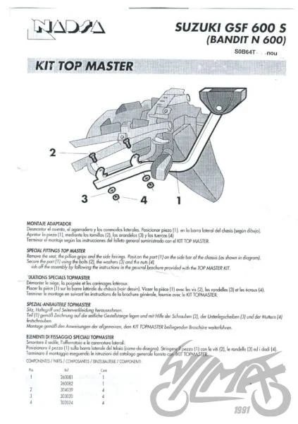 Stelaż kufra centralnego SHAD do Suzuki Bandit GSF600N / Bandit 750 / Bandit 1200N / Bandit 1200S — ujęcie 2