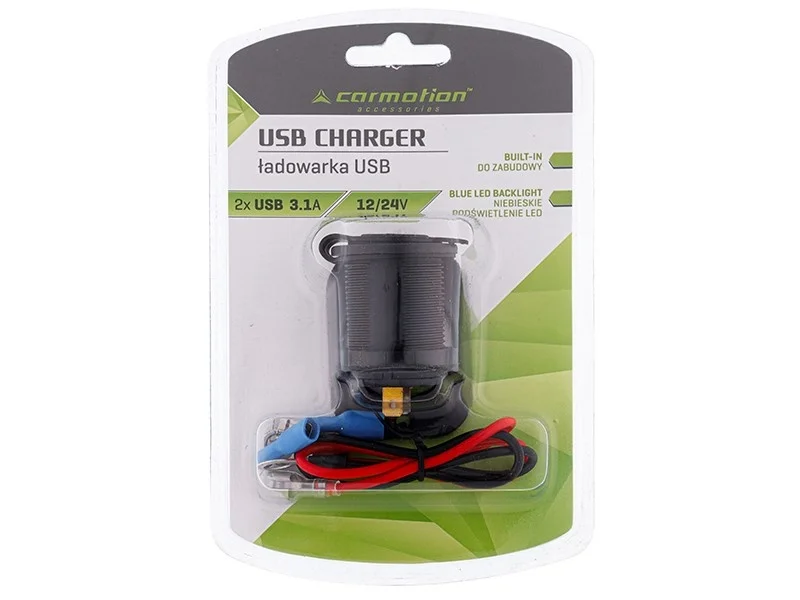 Ładowarka samochodowa z gniazdami 2xUSB + panel 12/24V — ujęcie 4