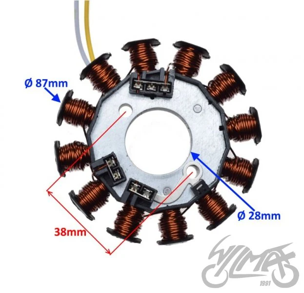 Stator 12 cewek do MBK Booster / Nitro — 4 przewody — ujęcie 2