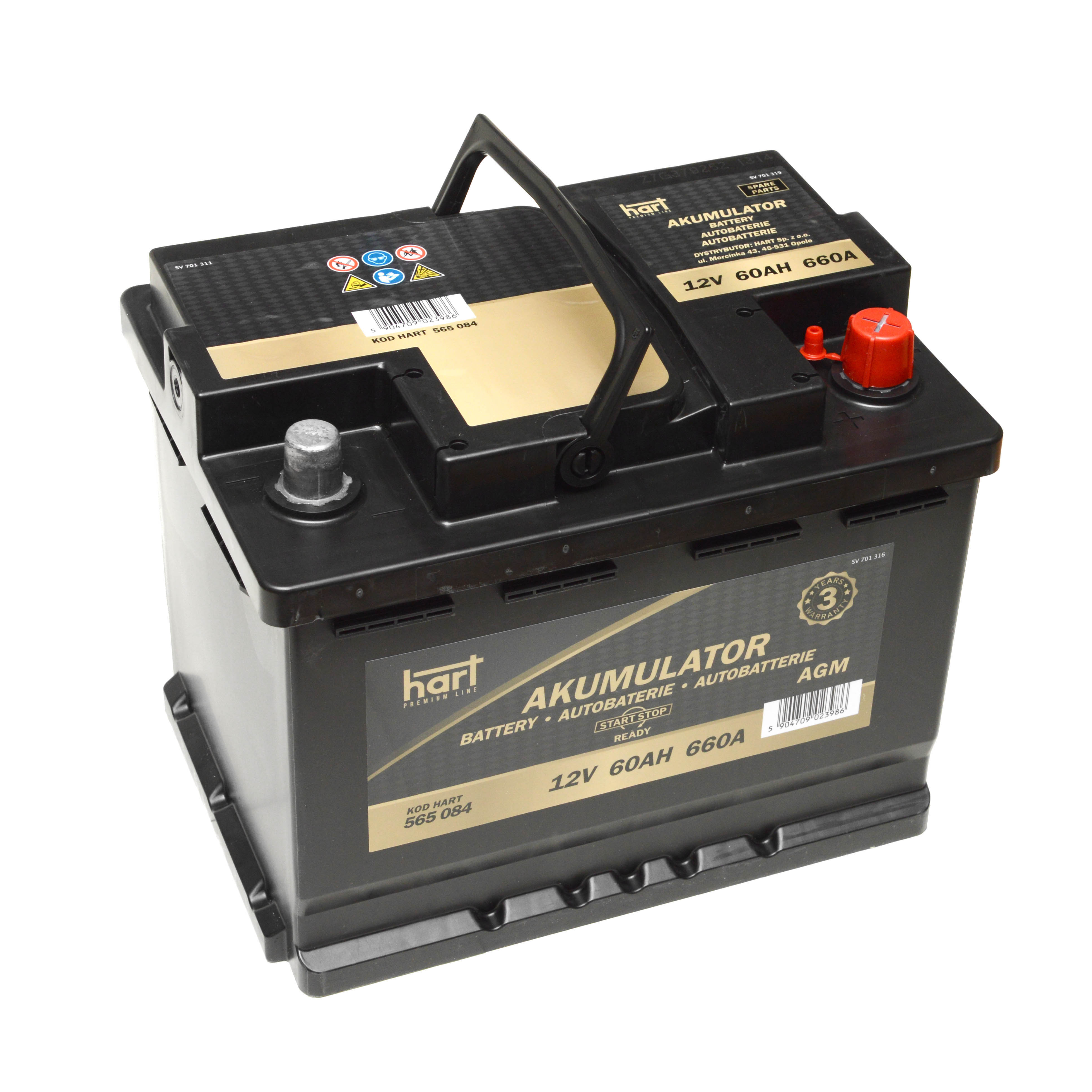 Akumulator 60 Ah 660A AGM P+ Premium HART 565 084 — ujęcie 2