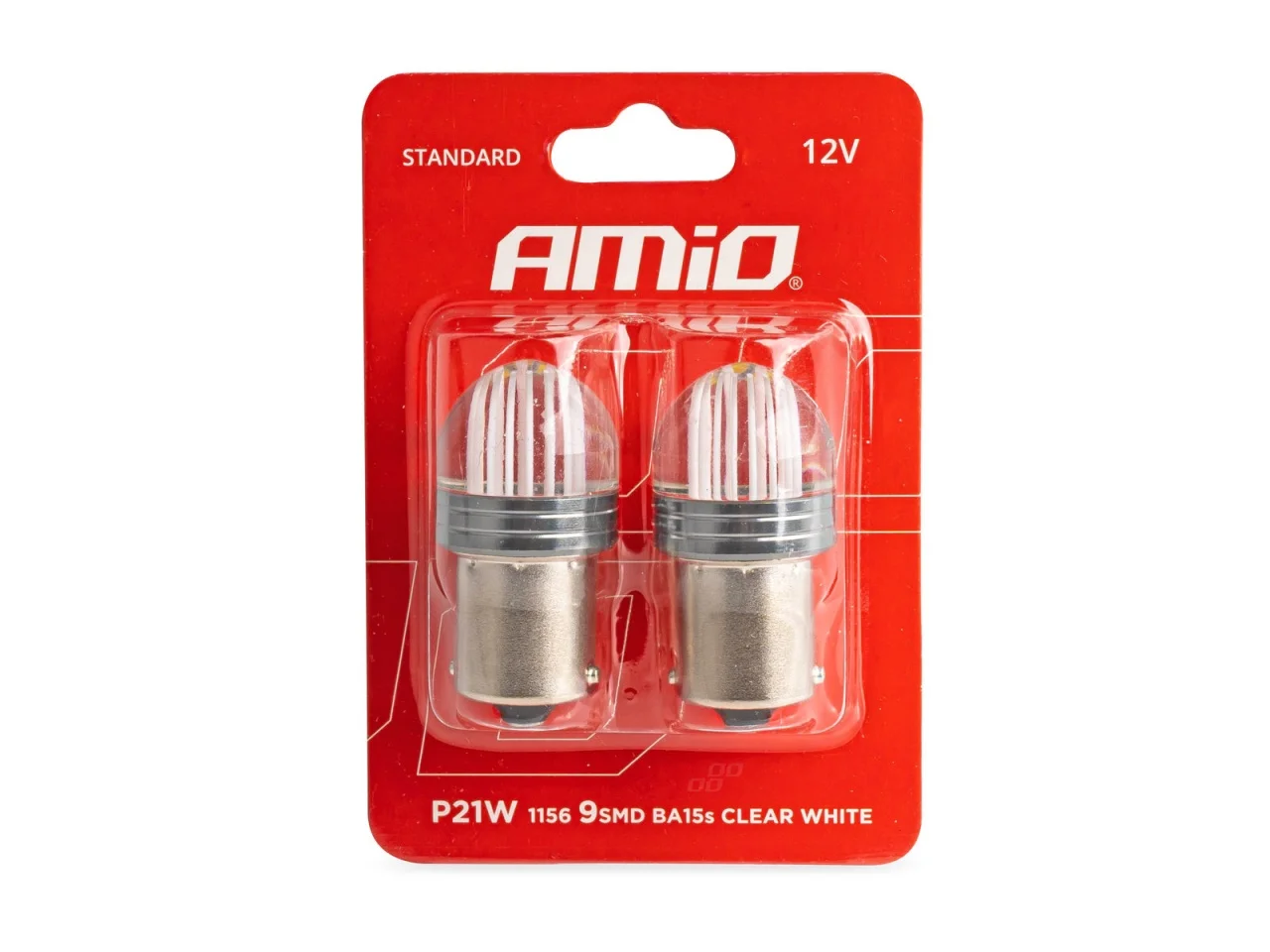 Żarówka BA15S P21W 12V 9x2835 SMD LED biała AMIO (2szt.) — ujęcie 2