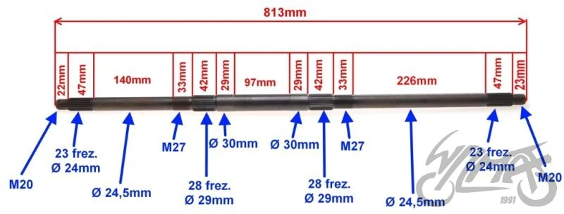 Oś tylna do ATV — 813 mm — wersja 2 — ujęcie 2