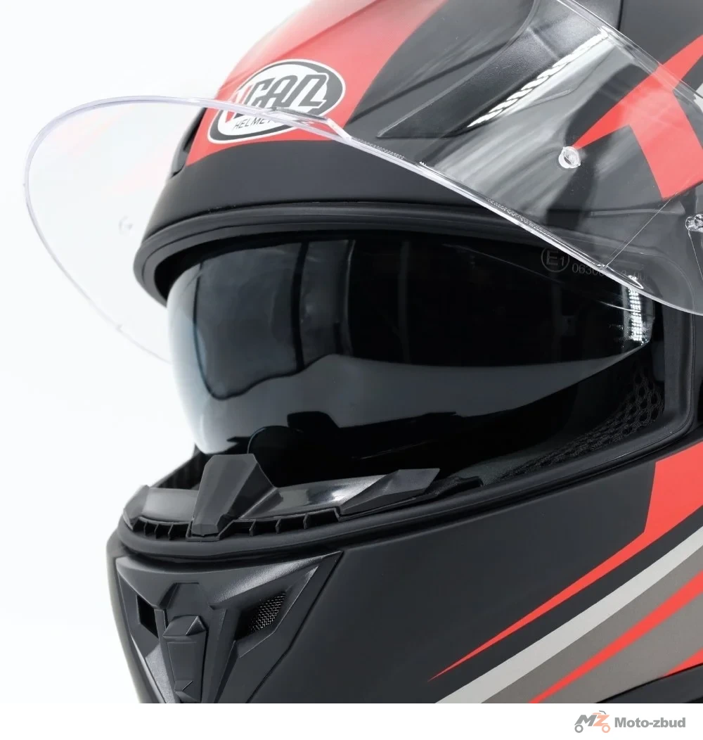 Kask VCAN model H128 gravity red integralny z blendą czarny mat grafitowo- czerwony S — ujęcie 4