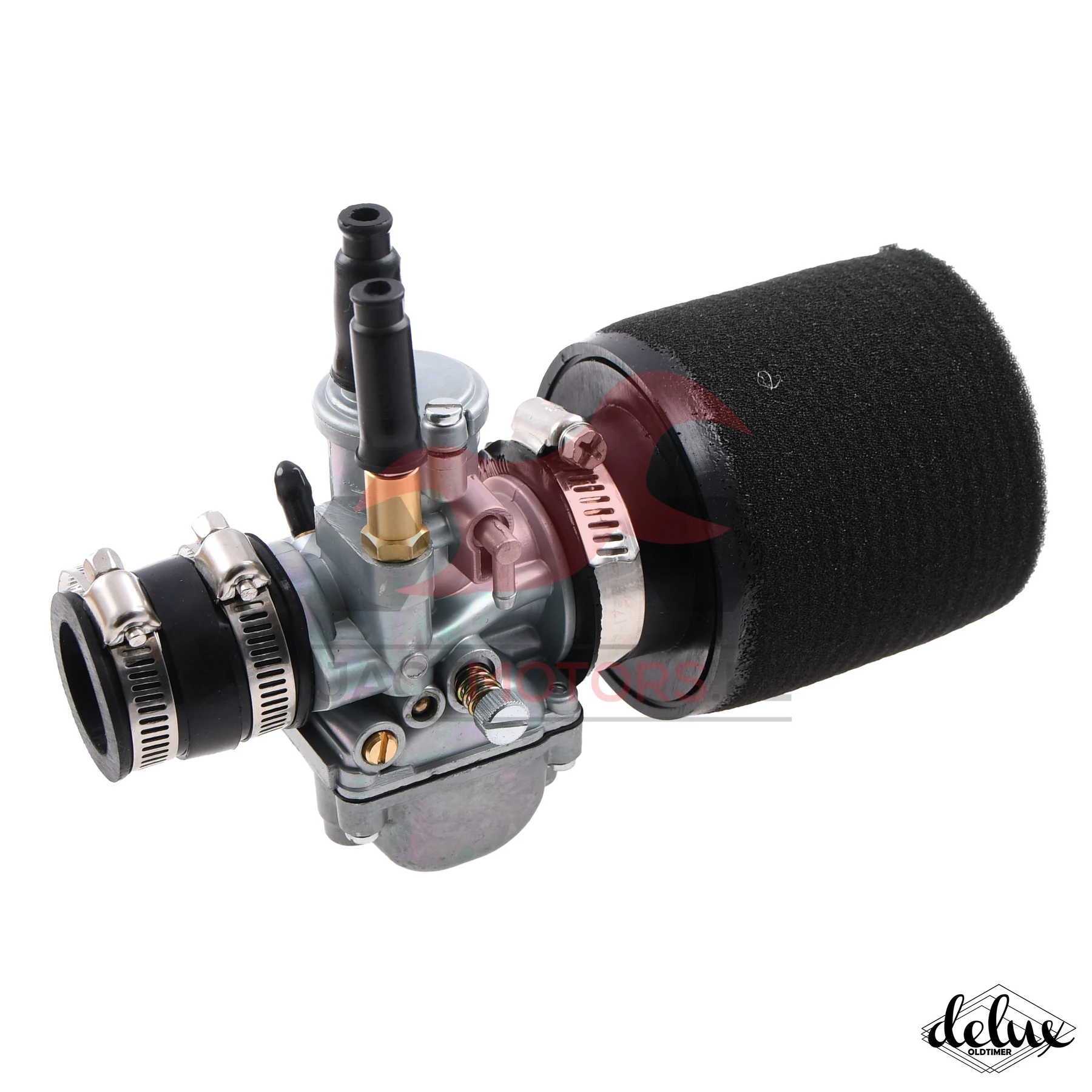 Gaźnik WSK 125 21 mm + króciec + filtr powietrza gąbka Dellorto Replika delux · ssanie na linkę — ujęcie 2