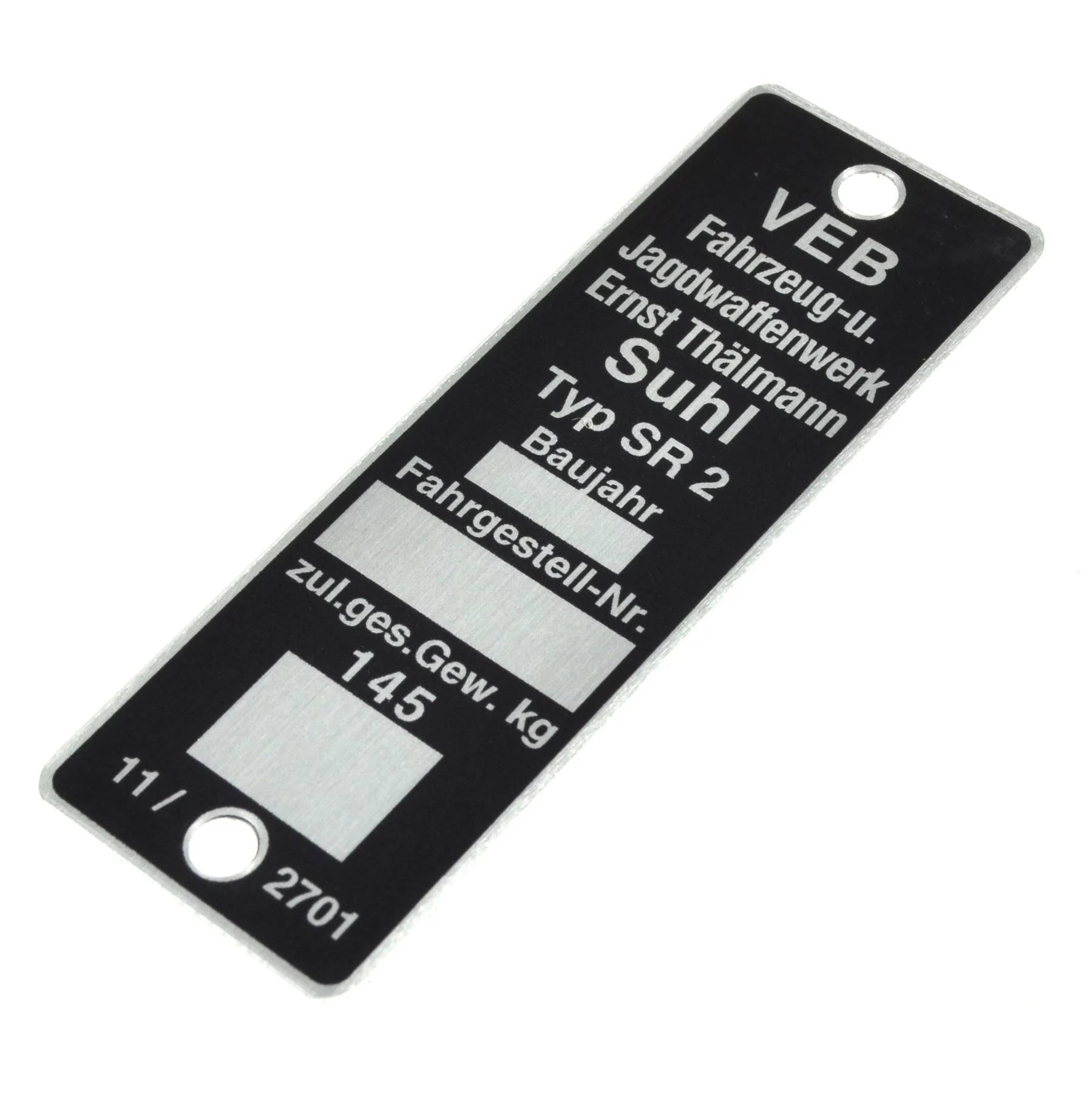 Tabliczka znamionowa Simson SR2 MZA