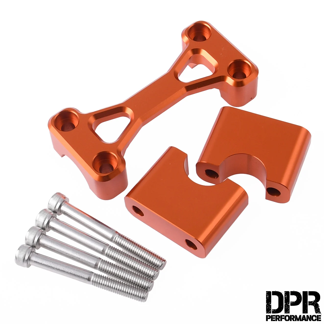 Zacisk kierownicy Simson S51 S50 aluminium CNC V1 pomarańczowy kpl. DPR Performance — ujęcie 1