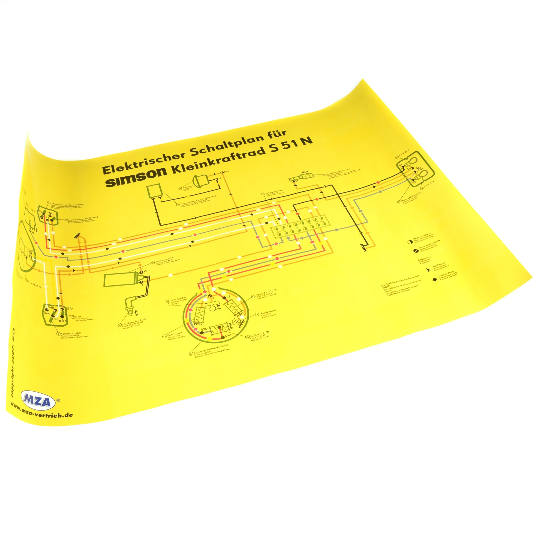 Plakat schemat instalacji Simson S51N MZA — ujęcie 1